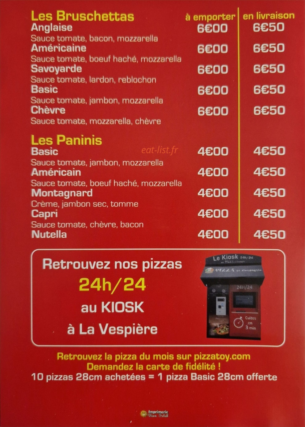 Pizza et Compagnie — carte page 2