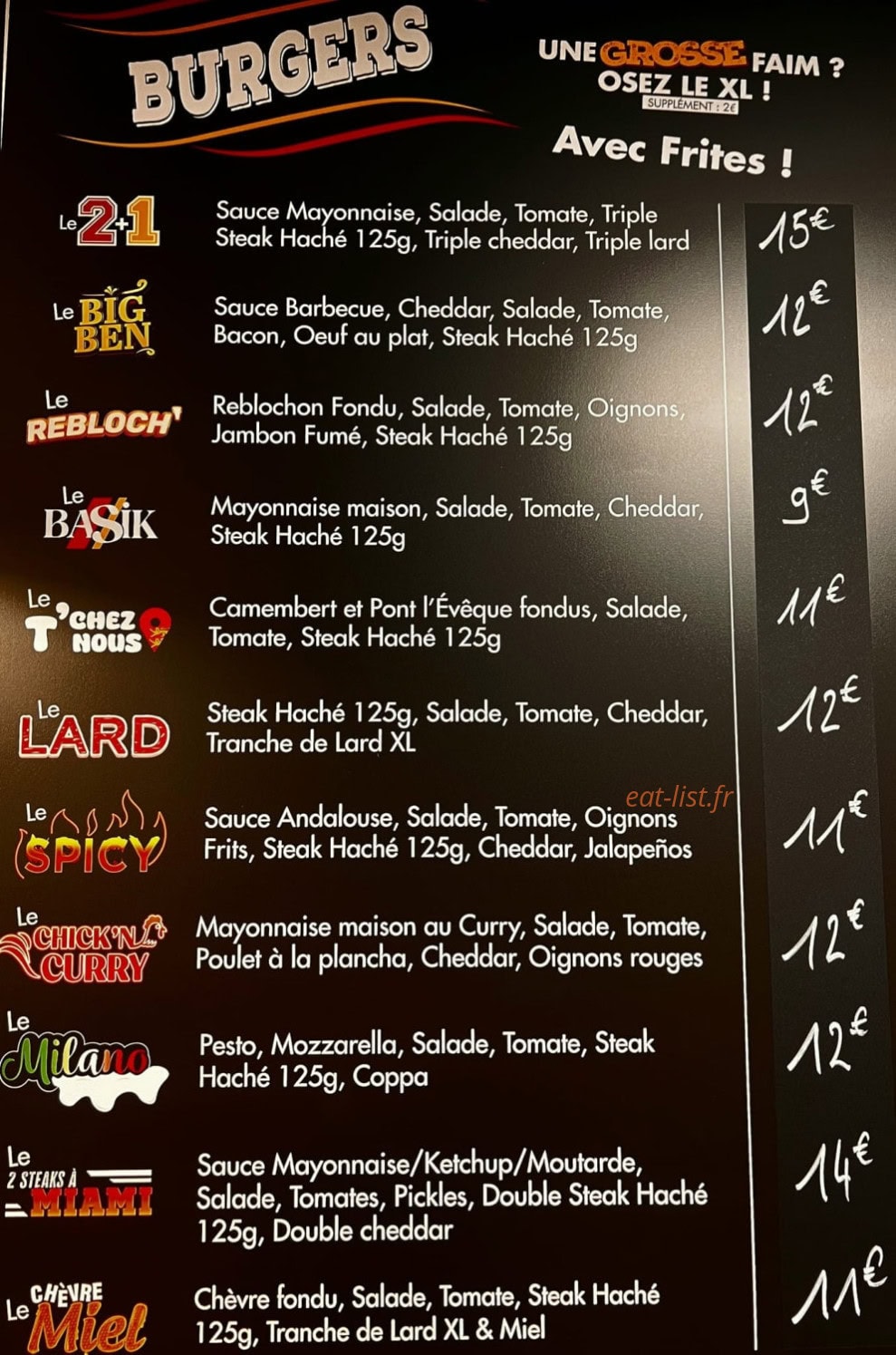 21 Street Food — carte page 1