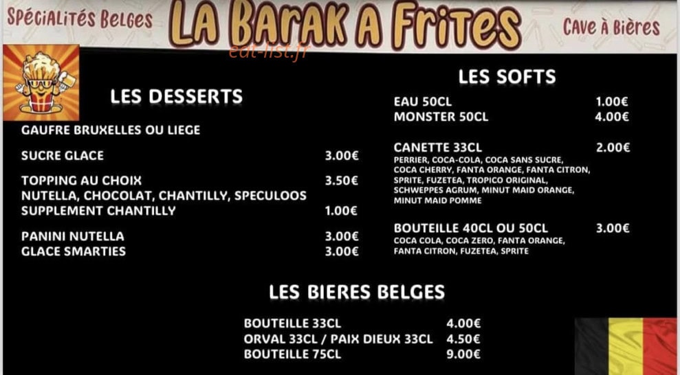 La Barak A Frites — carte page 3