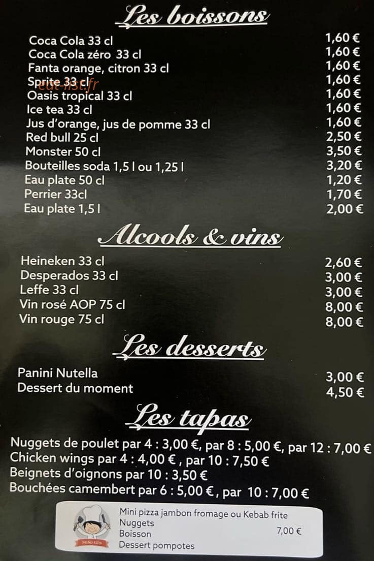 O'Fast Food — carte page 3