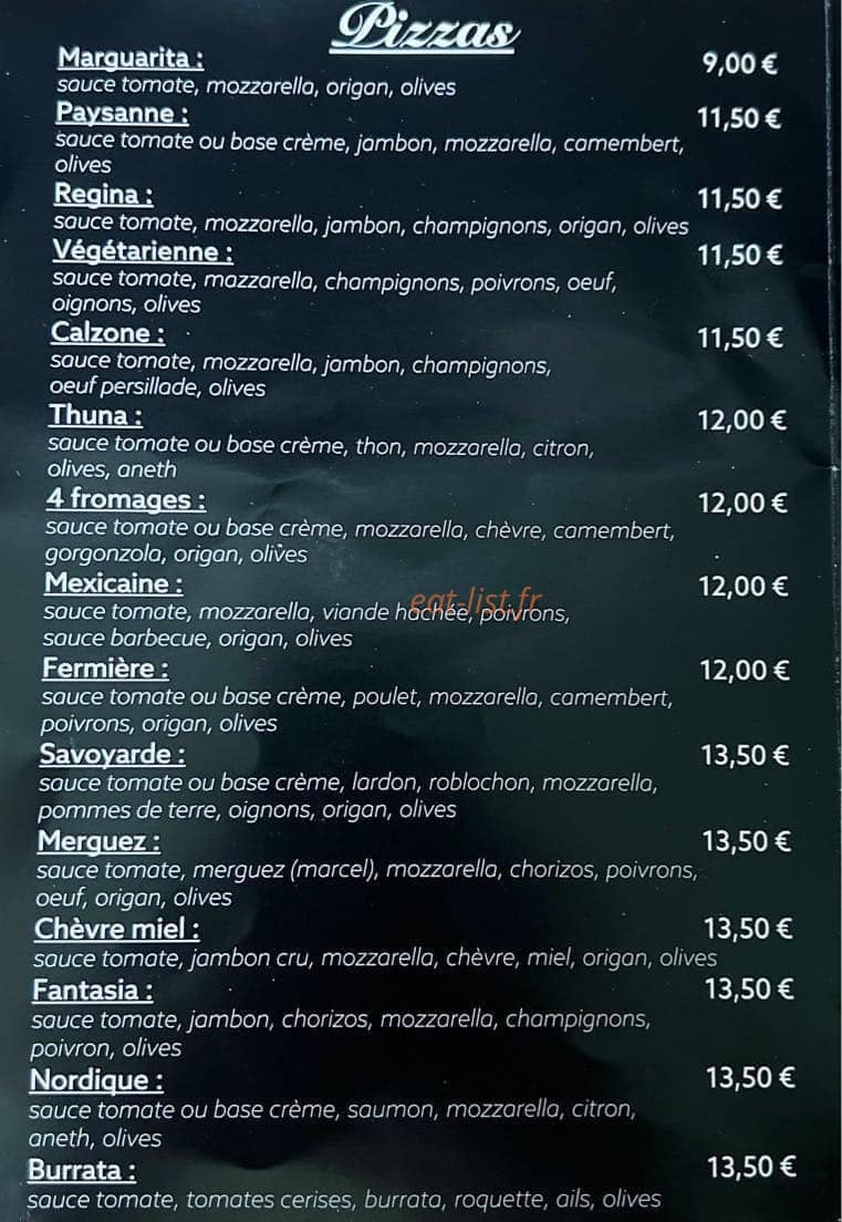 O'Fast Food — carte page 1