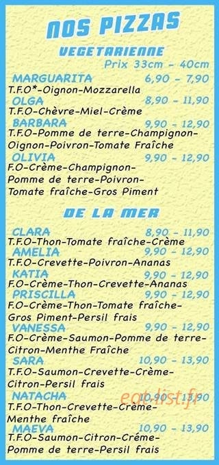 La Box A Pizza — carte page 1