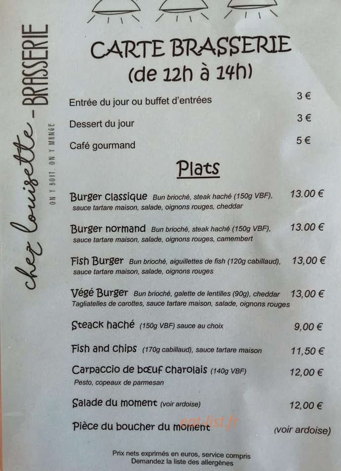 Chez louisette — carte page 1