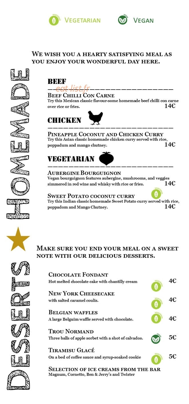 Le Cowshed Bar et Grill — carte page 3