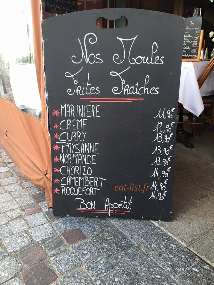 Carte et menu de Bistrot Fernand à Trouville sur Mer — Exemple de menu