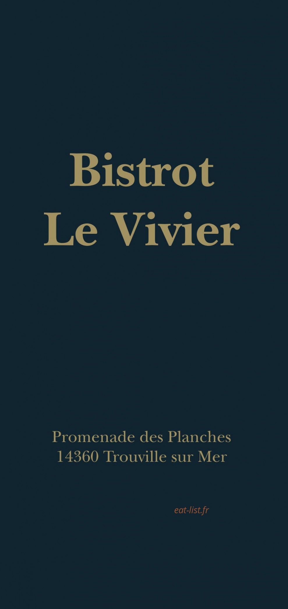 Bistrot Le Vivier — carte page 1
