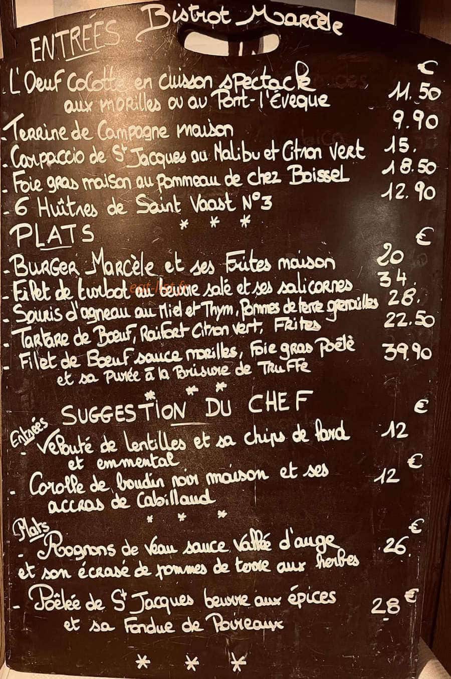 Bistrot Marcele — carte page 1