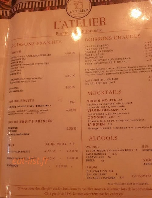 L' Atelier — carte page 2
