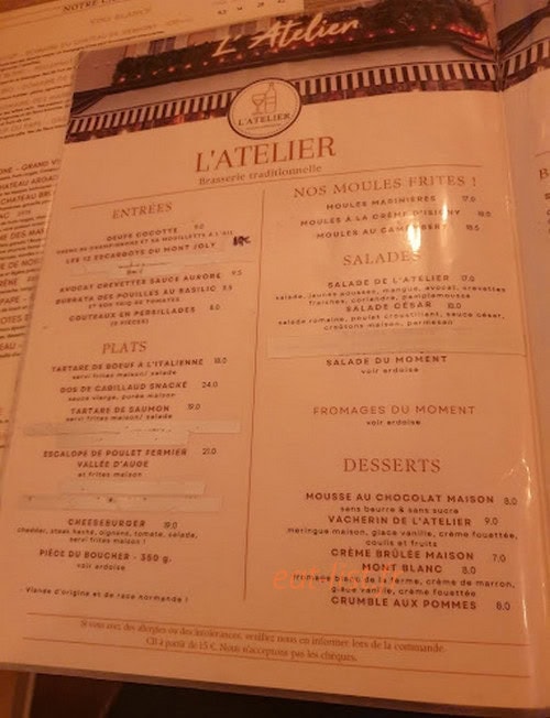 L' Atelier — carte page 1