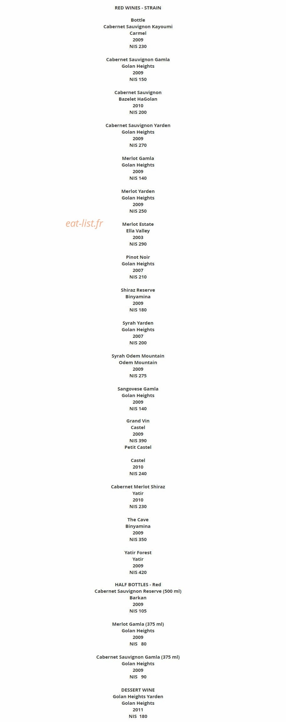 Carte et menu de La Regence à Trouville sur Mer — Wine suite