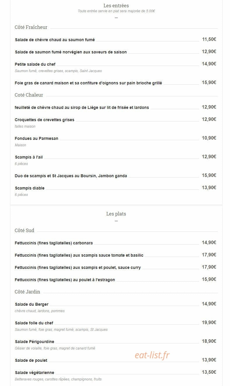Le Grain de Sable — carte page 1