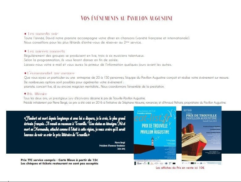 Le Pavillon Augustine — carte page 8