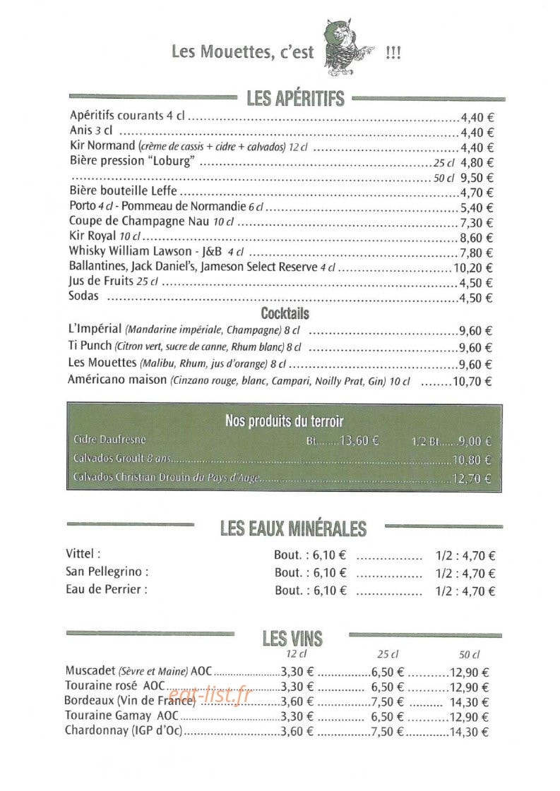 Restaurant Les Mouettes — carte page 6