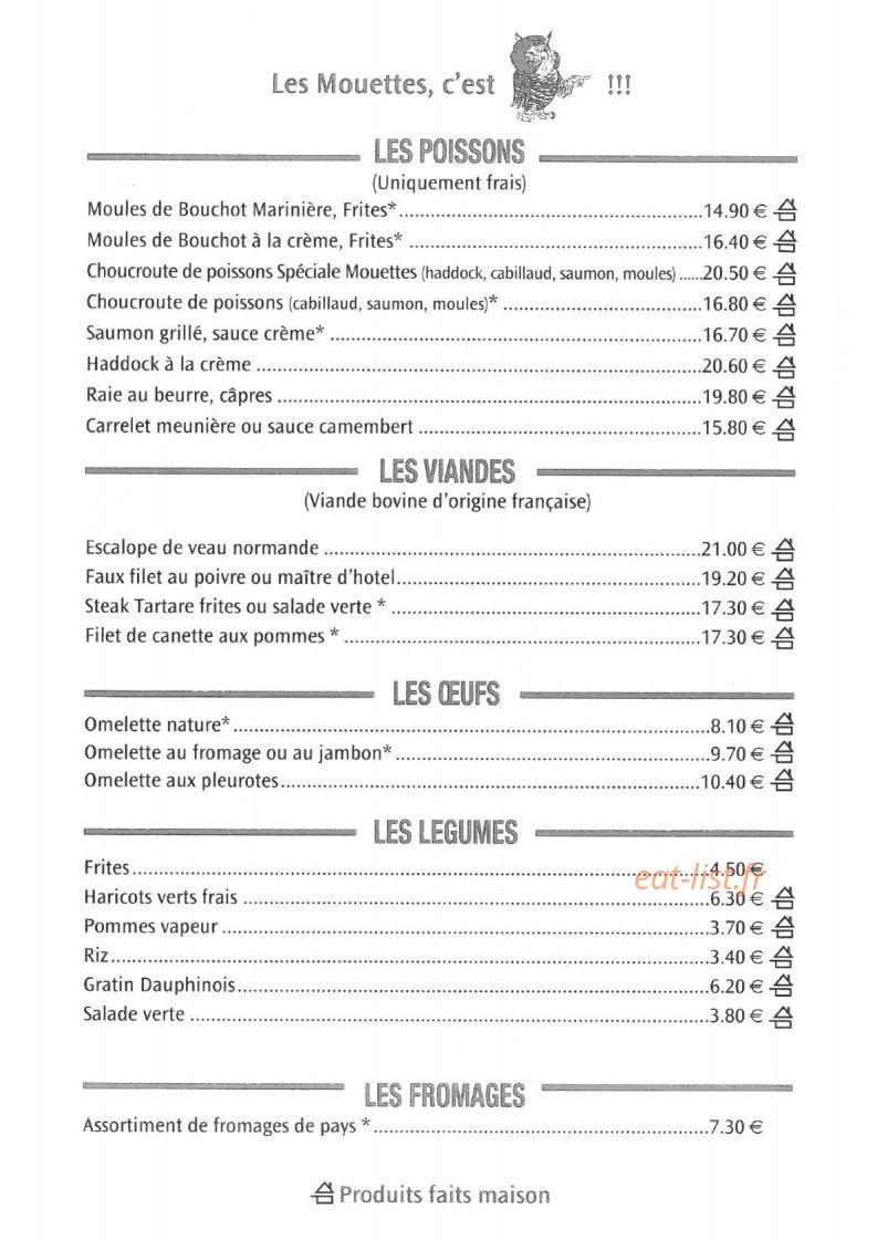 Restaurant Les Mouettes — carte page 4