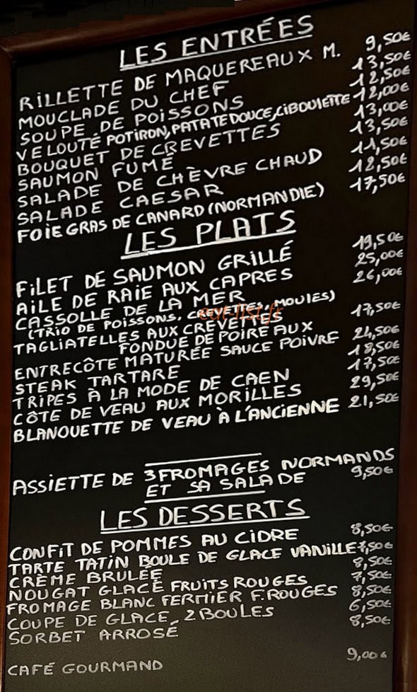 Tivoli Bistro — carte page 1