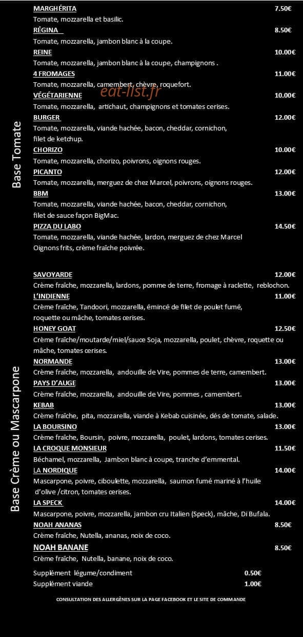 Mon Labo à Pizza — carte page 2