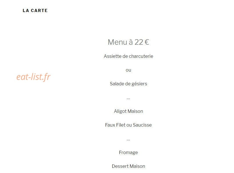 Repas à la Ferme de la Violette — carte page 1