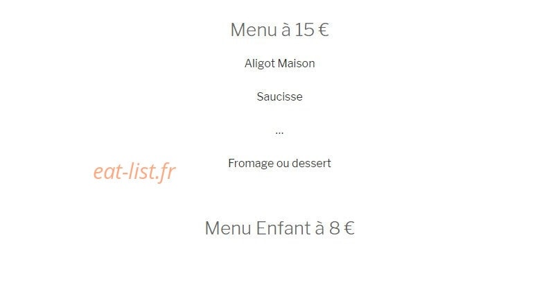 Repas à la Ferme de la Violette — carte page 2