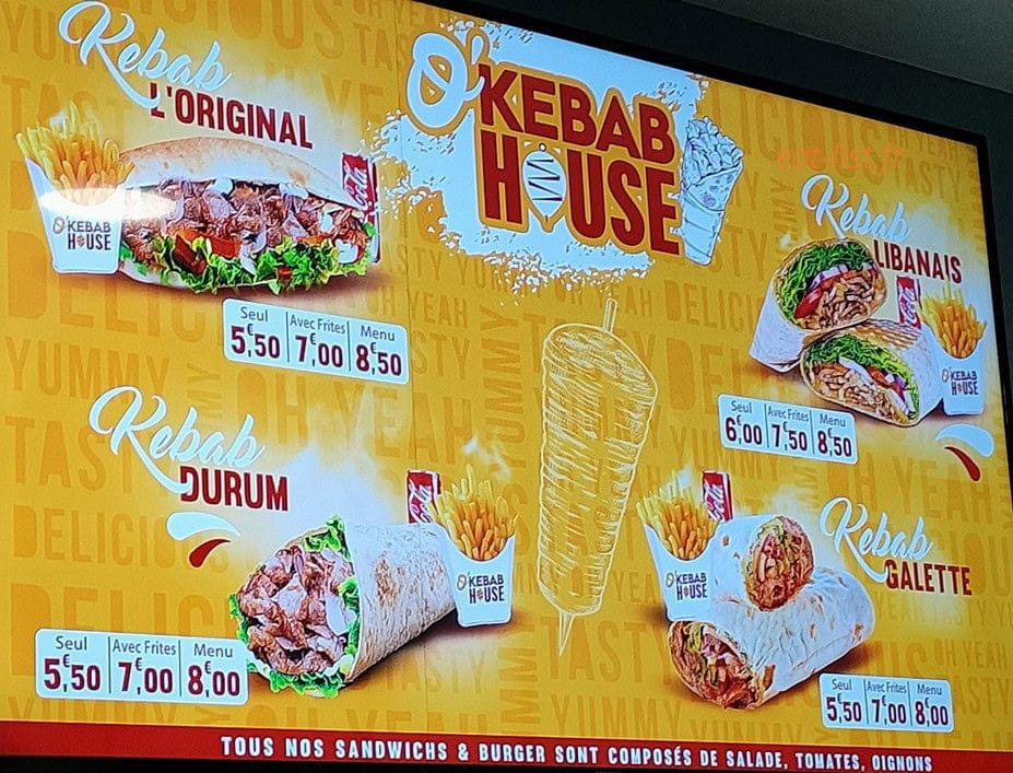 Ô Kebab House — carte page 1
