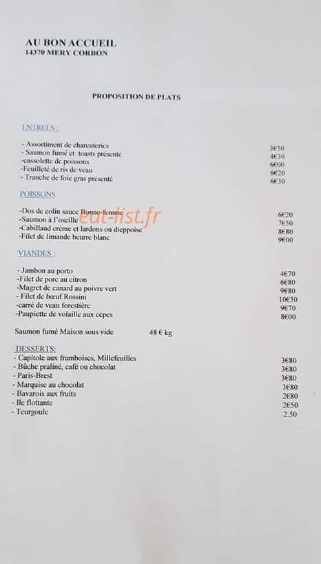 Au Bon Accueil — carte page 1