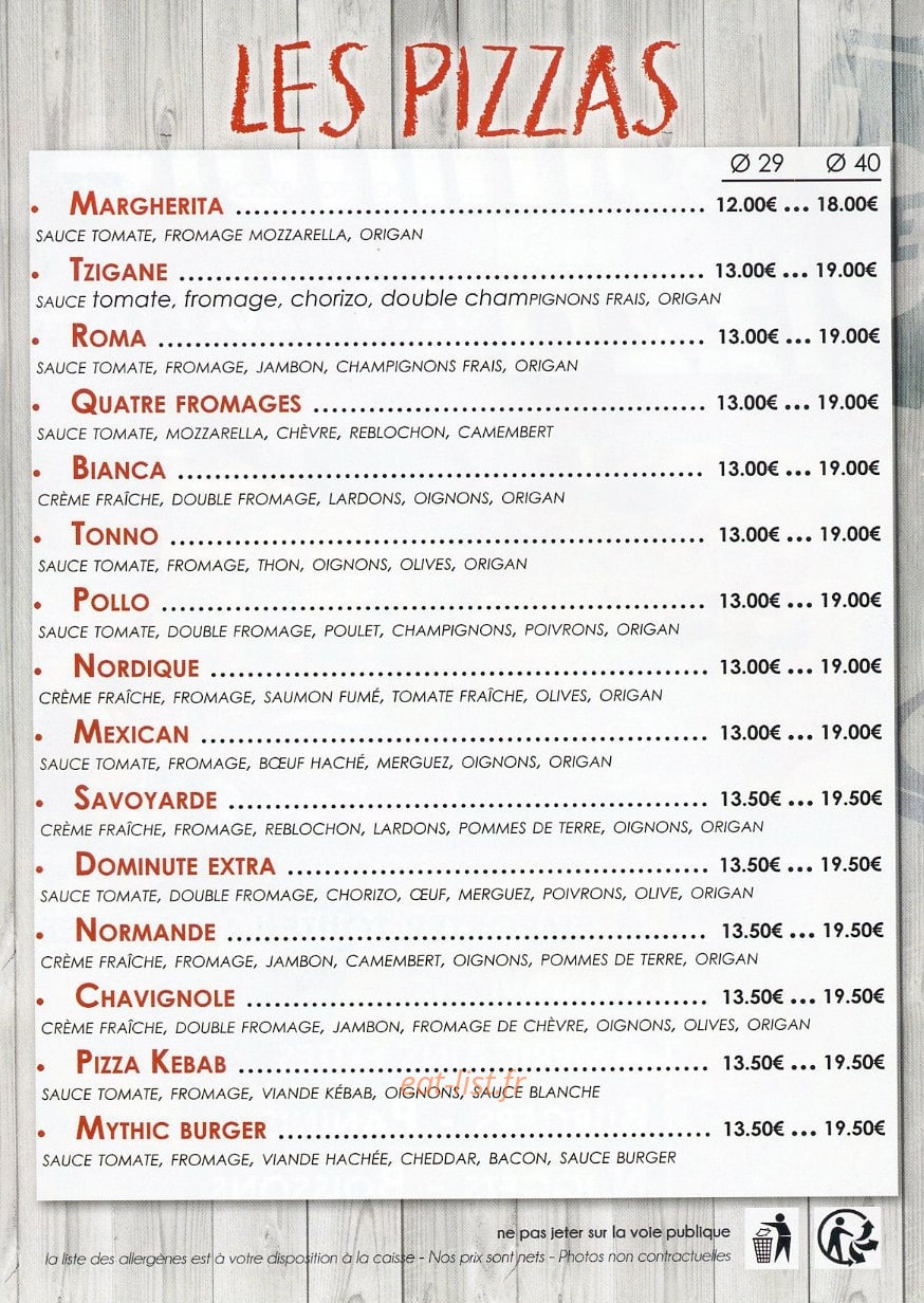 Dominute pizza — carte page 2