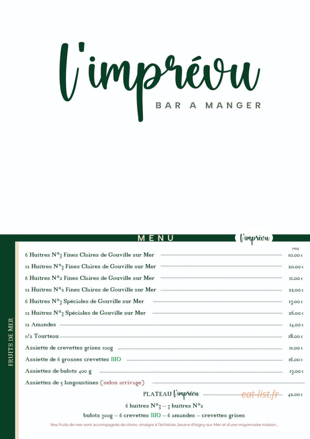 L'Imprévu — carte page 1
