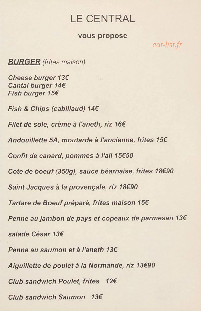 Le Central — carte page 1