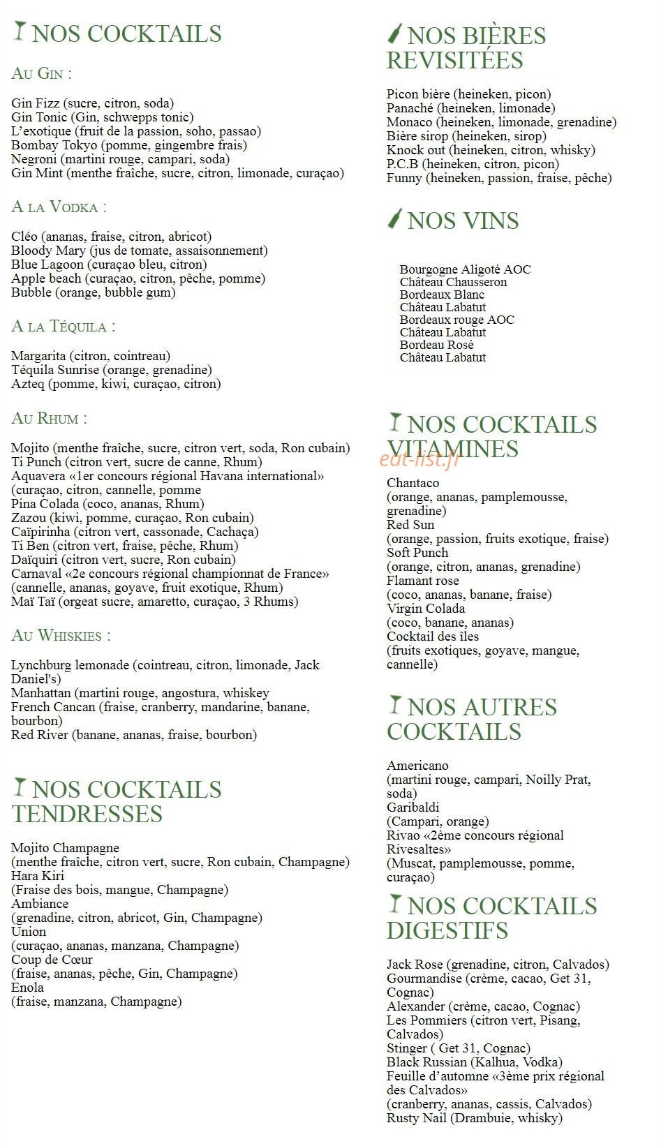 Le Pub — carte page 2