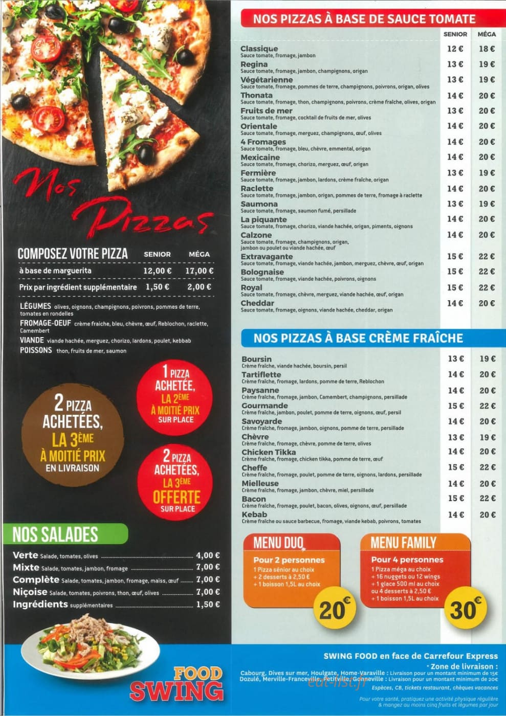 Swing Food — carte page 1
