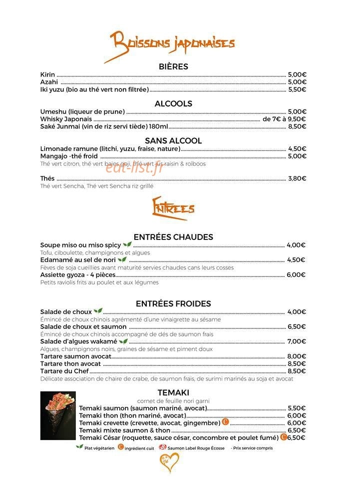 Coeur de Sushi — carte page 2