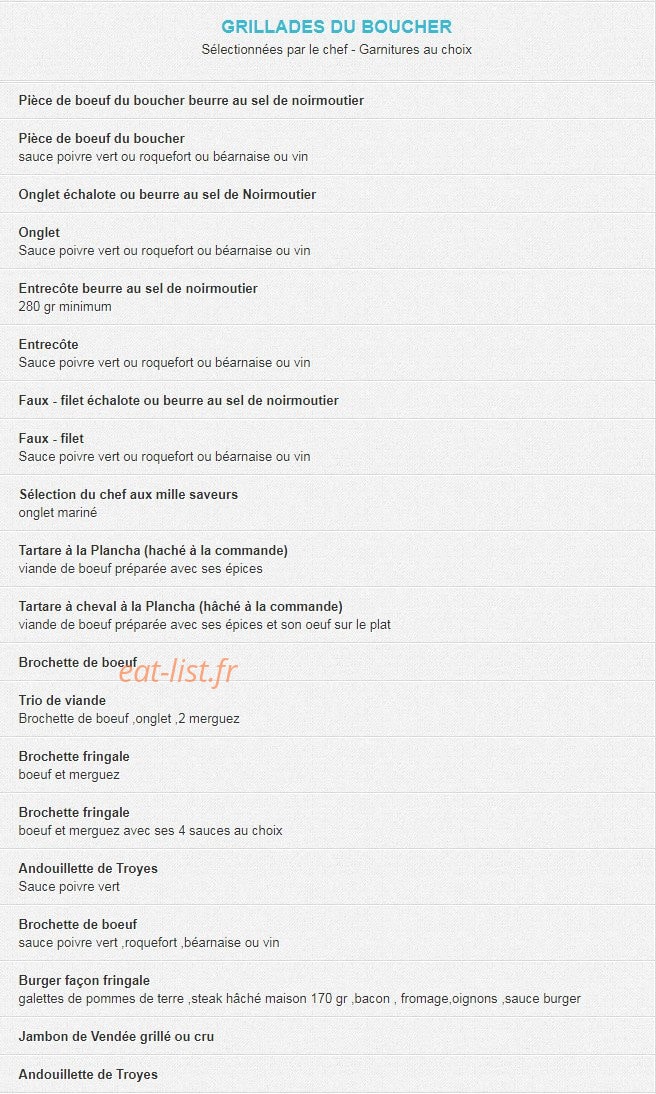 La Fringale — carte page 2