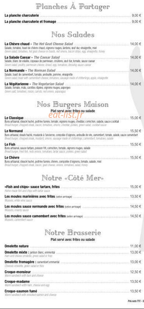 La Manufacture — carte page 1