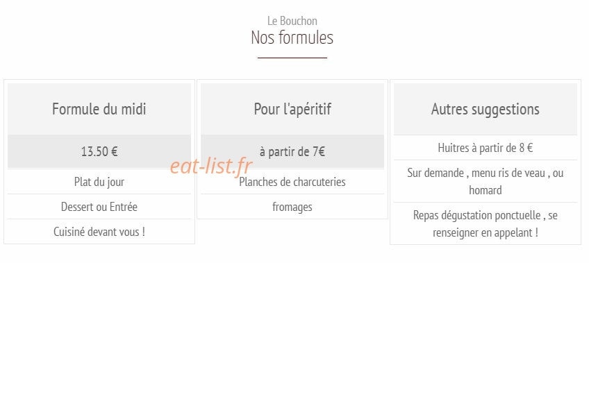 Le Bouchon — carte page 1