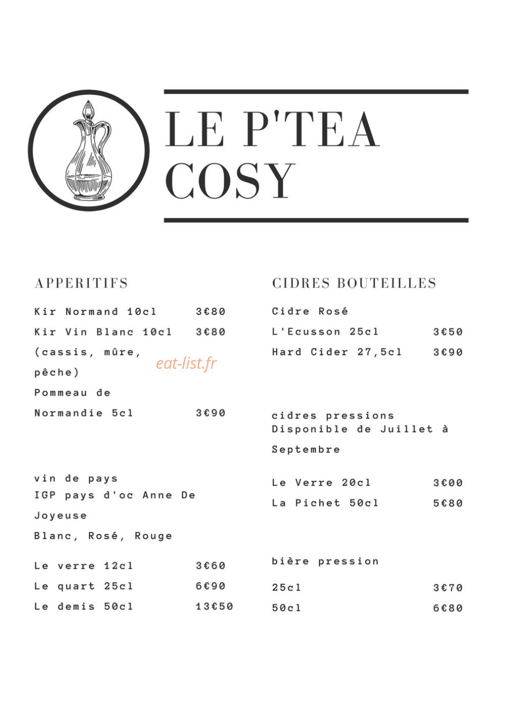 Le P'tea Cosy — carte page 6