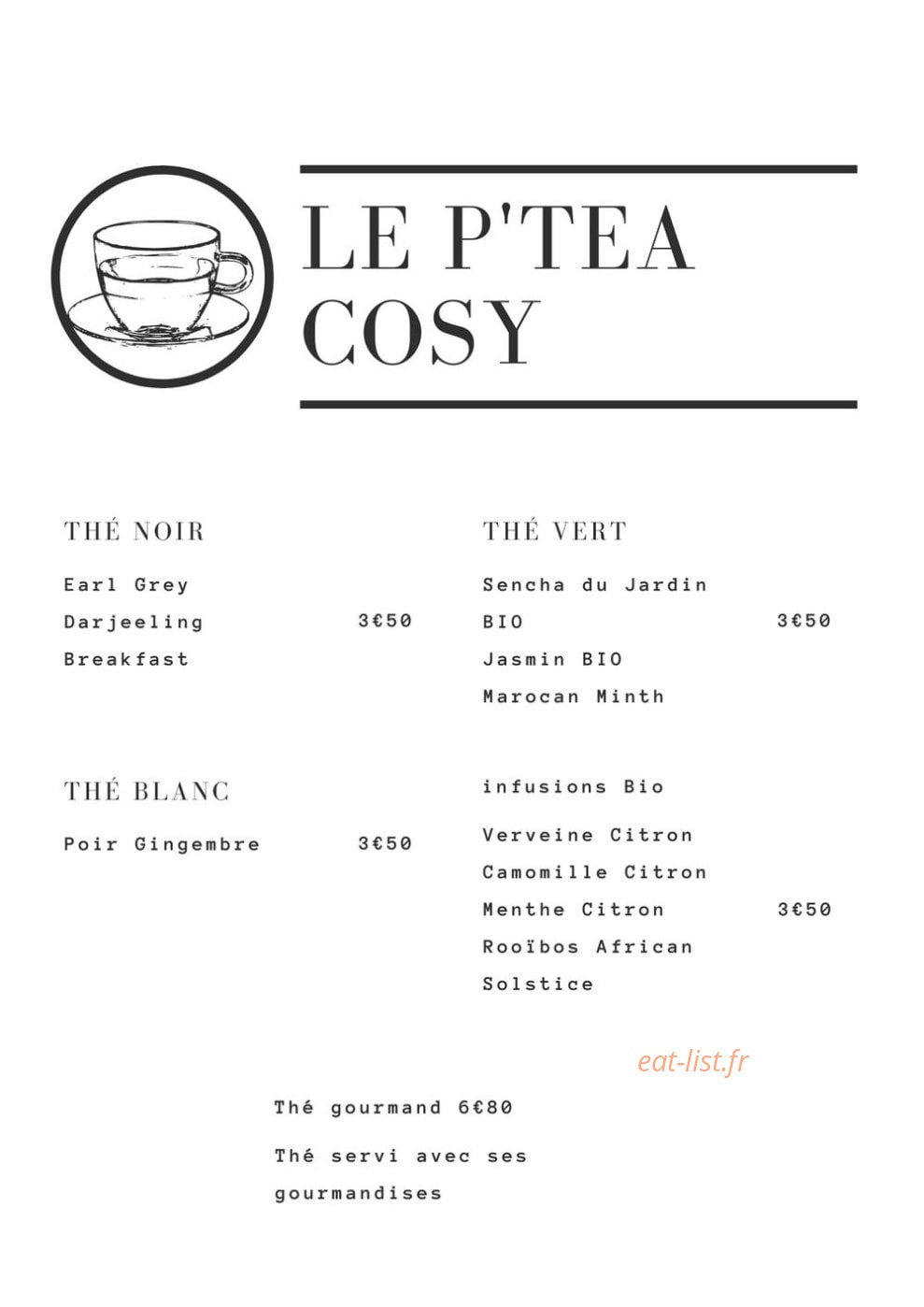 Le P'tea Cosy — carte page 10