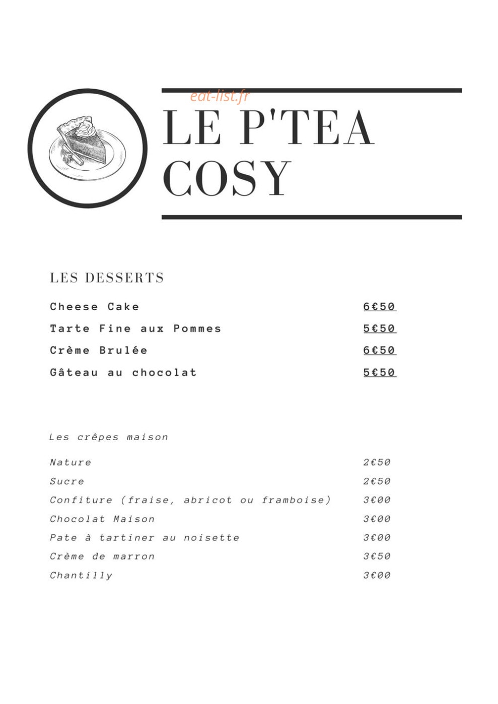 Le P'tea Cosy — carte page 9