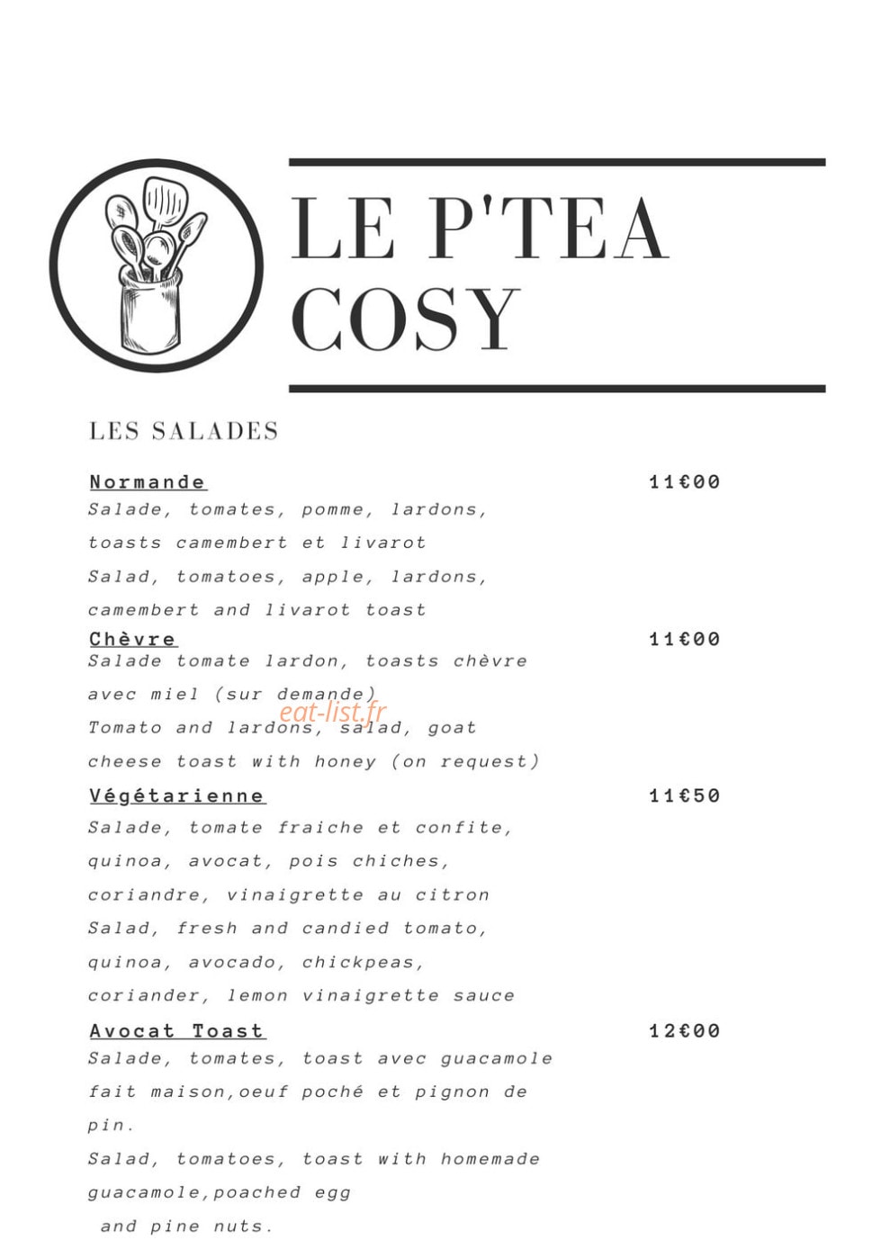 Le P'tea Cosy — carte page 2
