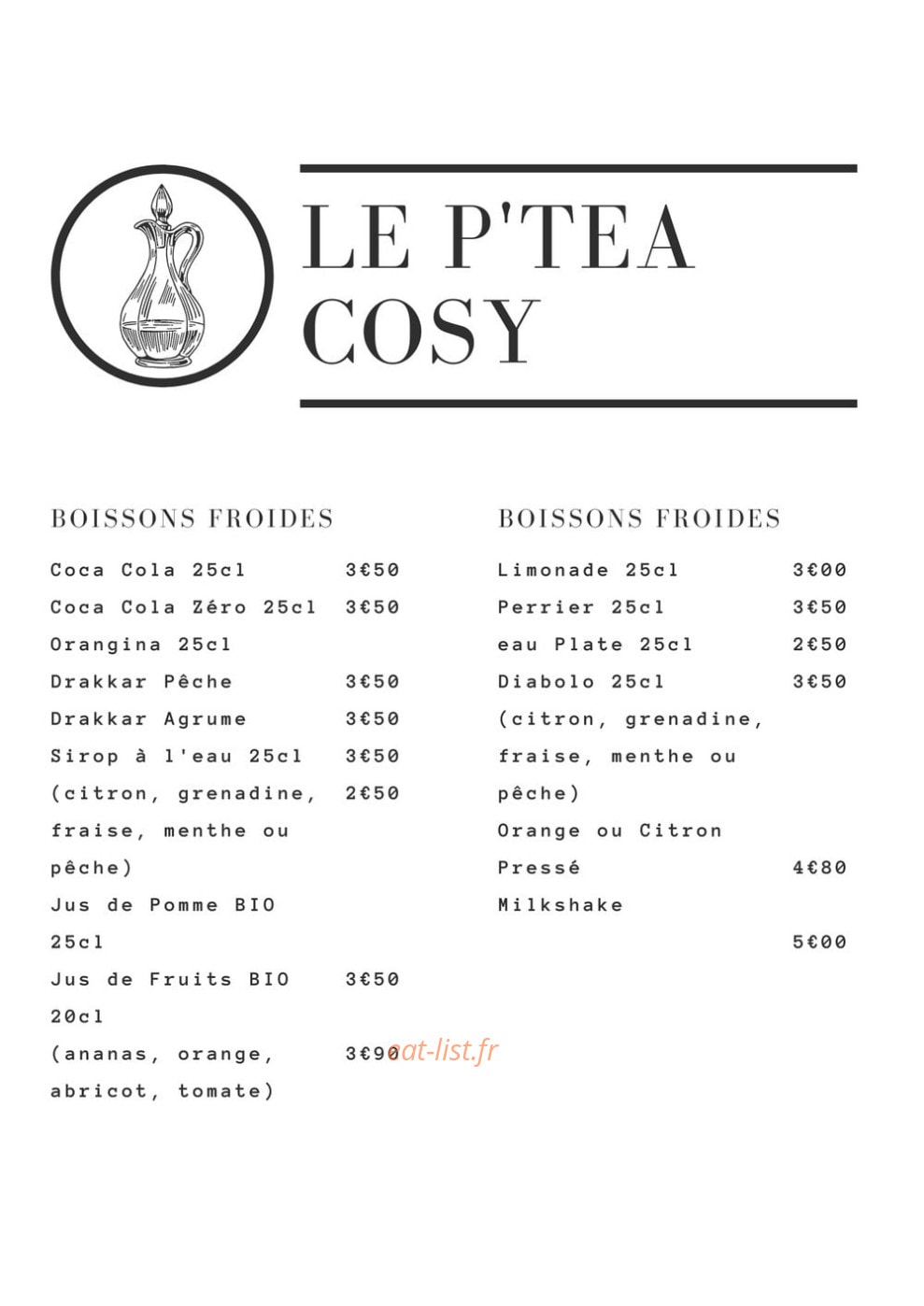 Le P'tea Cosy — carte page 7