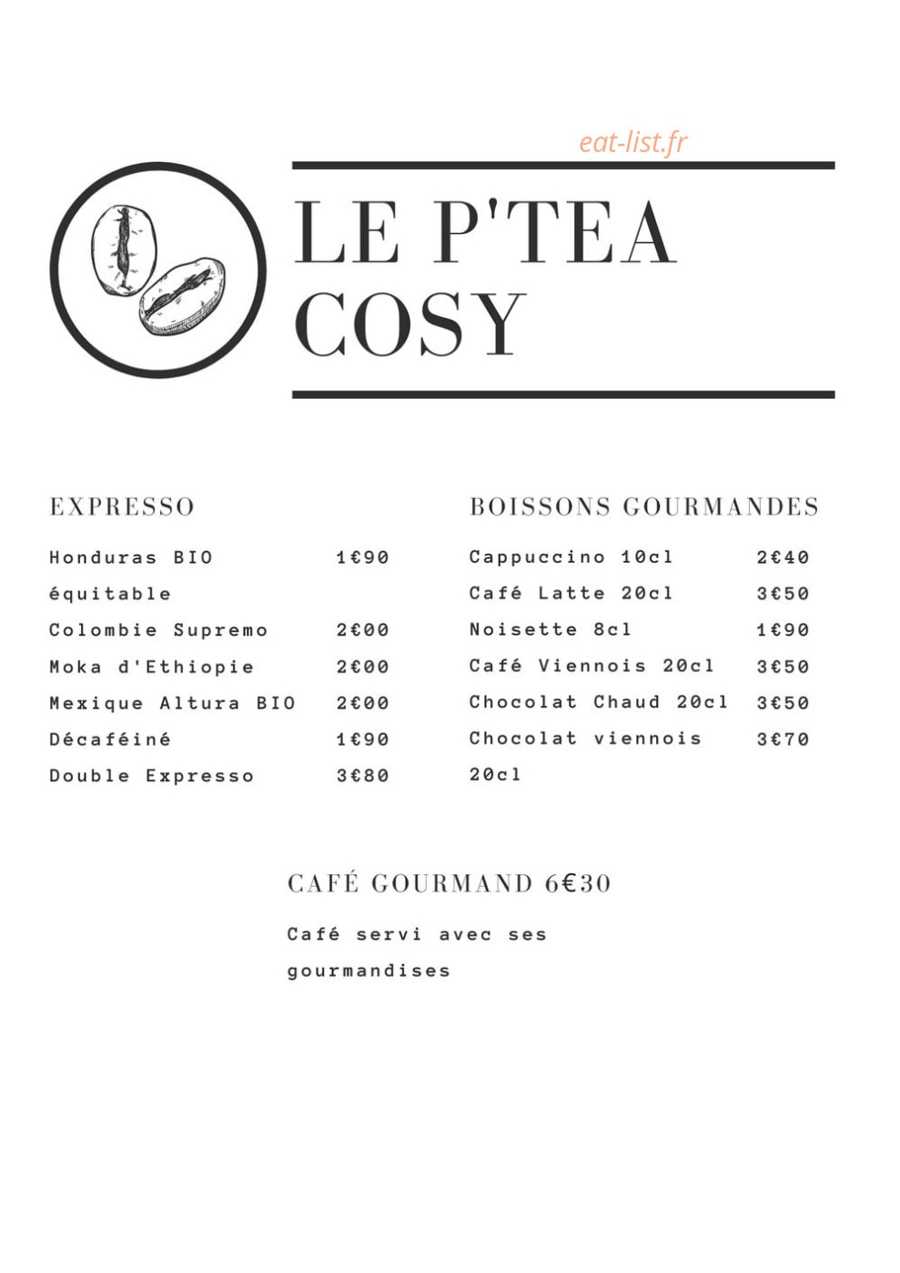 Le P'tea Cosy — carte page 8