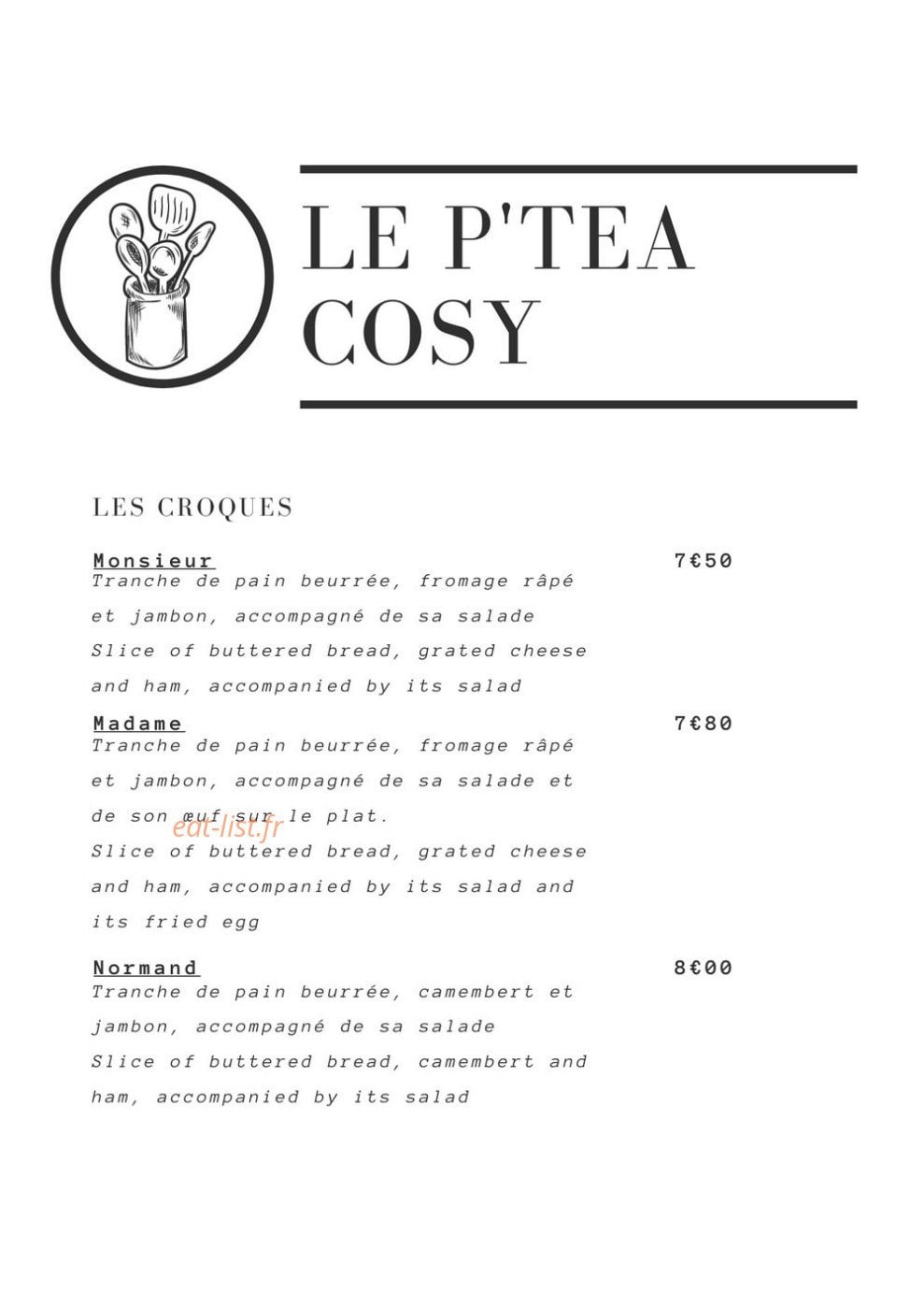 Le P'tea Cosy — carte page 3