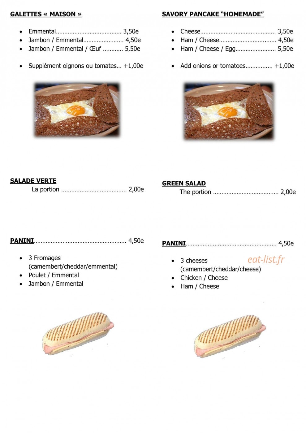 Les Gourmandi'Z de Julie — carte page 2