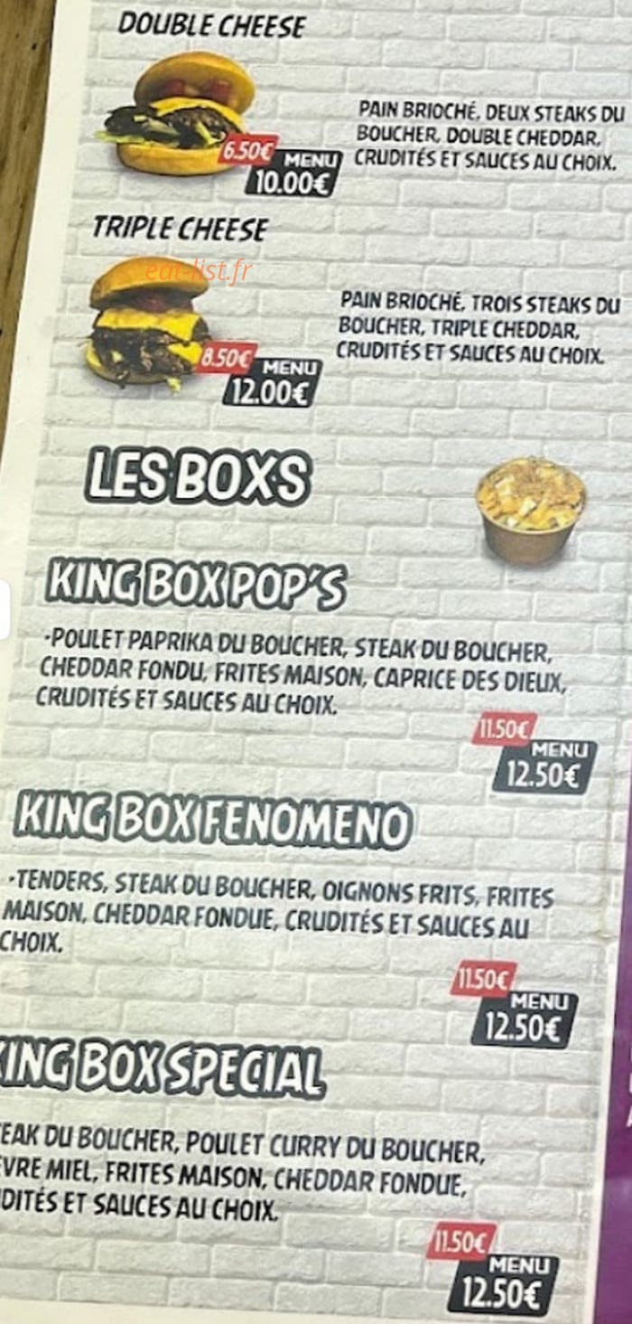 King Food — carte page 1
