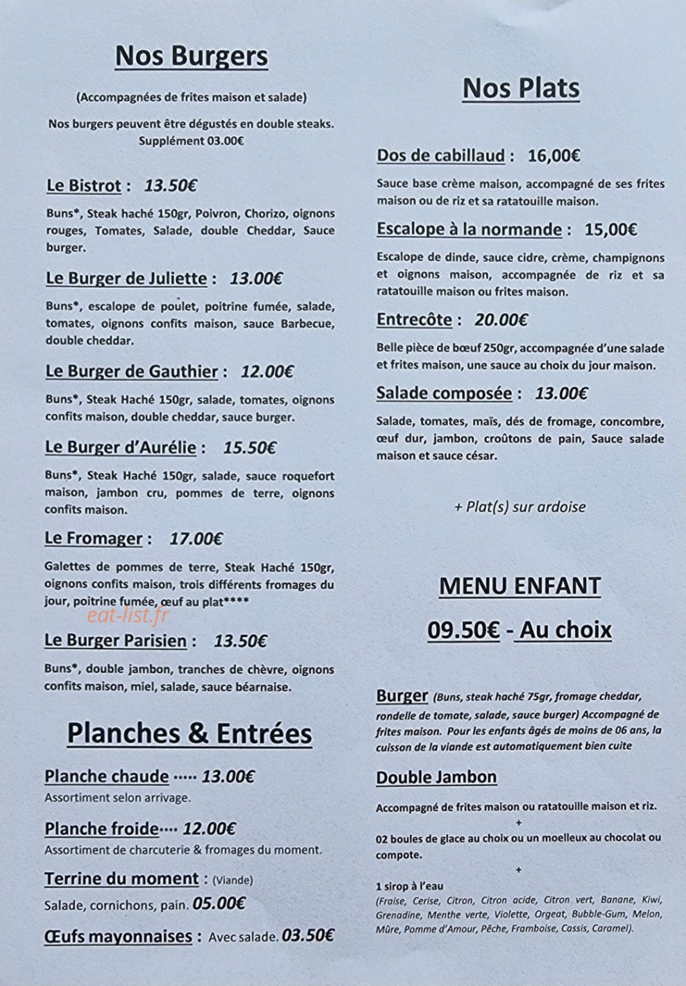 Chez Charl'au — carte page 1