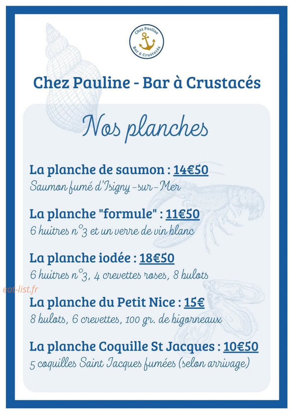 Chez Pauline — carte page 1