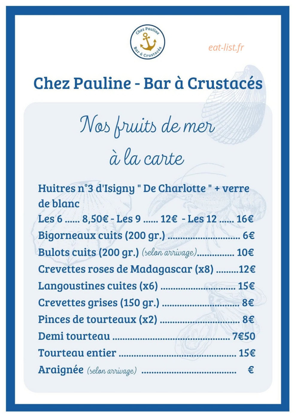 Chez Pauline — carte page 2