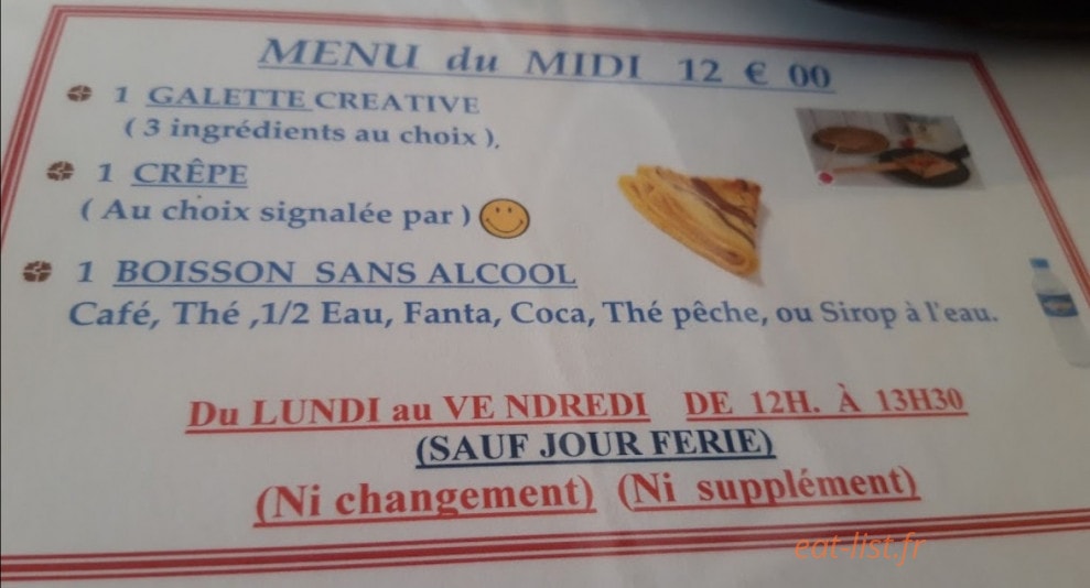 La P'tite Fringale — carte page 1