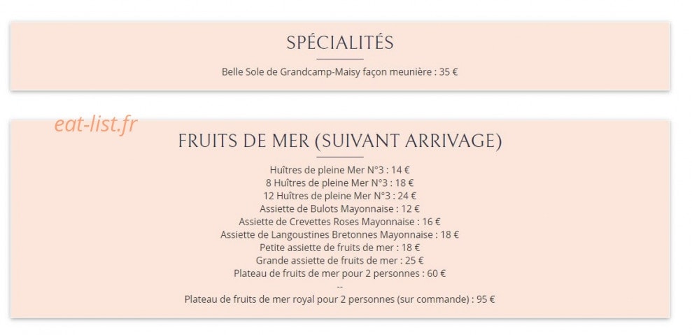 Restaurant de la Marée — carte page 3