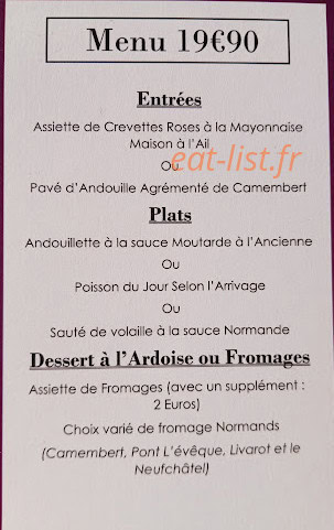 Aux Plaisirs Du Palais — carte page 1