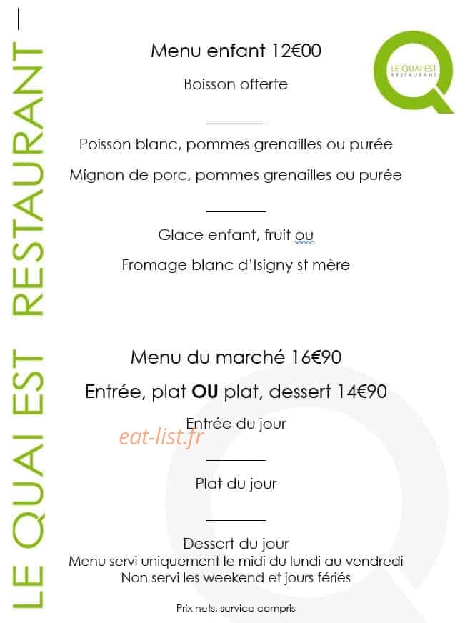 Le Quai Est — carte page 1