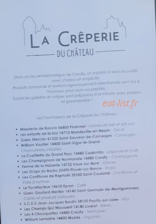 La Crêperie du Château — carte page 1
